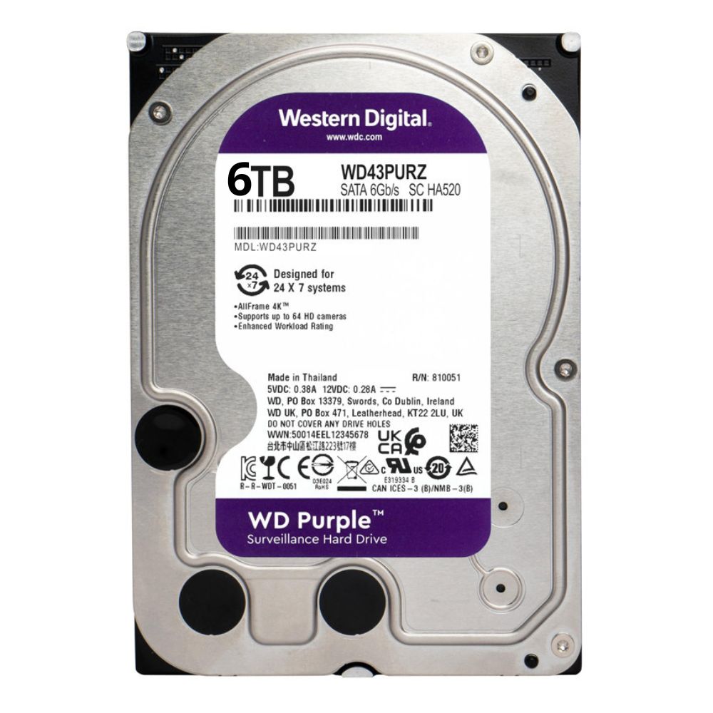 DISQUE DUR INTERNE 3.5" POUR VIDEO SURVEILLANCE WESTERN DIGITAL PURPLE 6 To