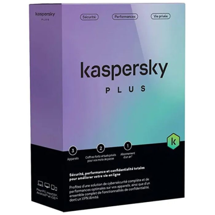 Antivirus KASPERSKY Plus 3 Postes Equivalent Total / 1an (KL10428BCFS-SLIMMAG)