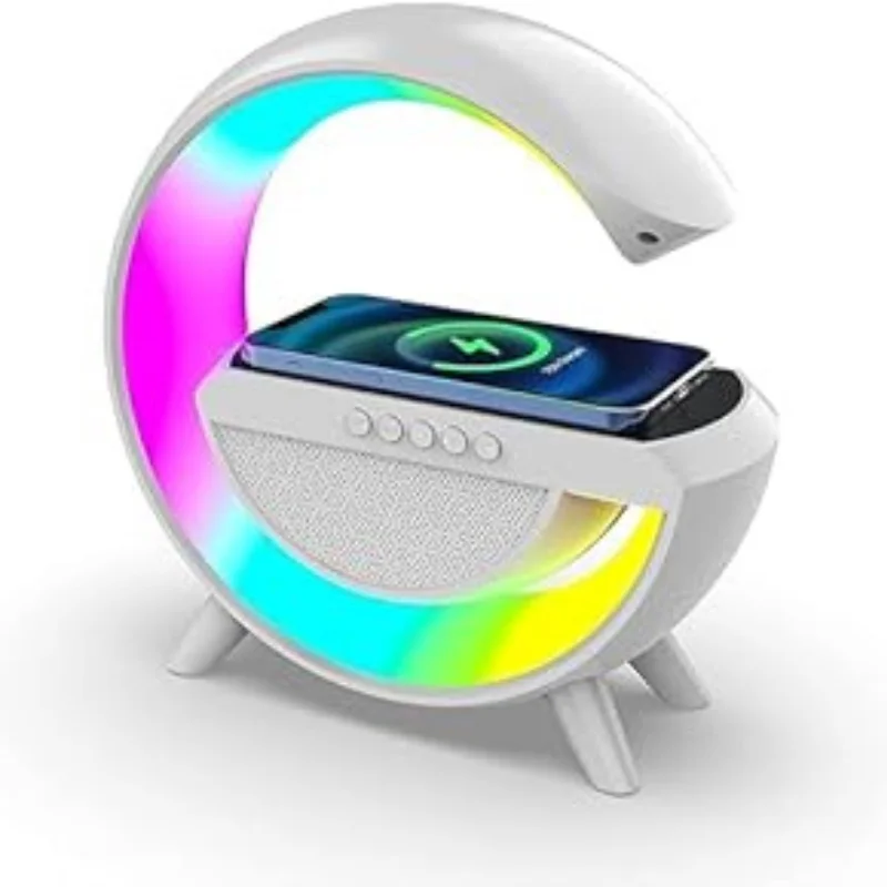Haut Parleur Bluetooth 3en1 2301 LED Avec Chargeur Sans Fil Blanc