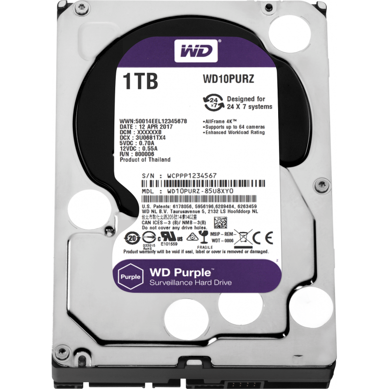 DISQUE DUR SURVAILLANCE WD PURPLE 1T