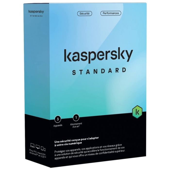 Antivirus KASPERSKY Standard Protection 3 Postes / 1an