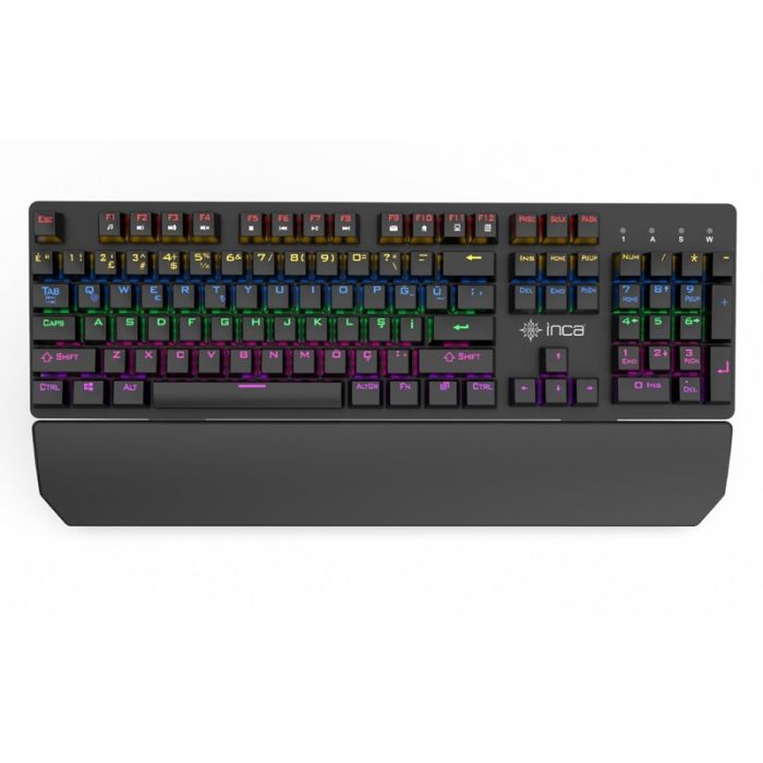 CLAVIER GAMER FILAIRE INCA IKG-445 MÉCANIQUE INTERRUPTEUR BLEU RGB - NOIR