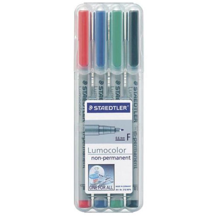 PACK DE 4 MARQUEURS STAEDTLER LUMOCOLOR NON-PERMANENT 0.6MM