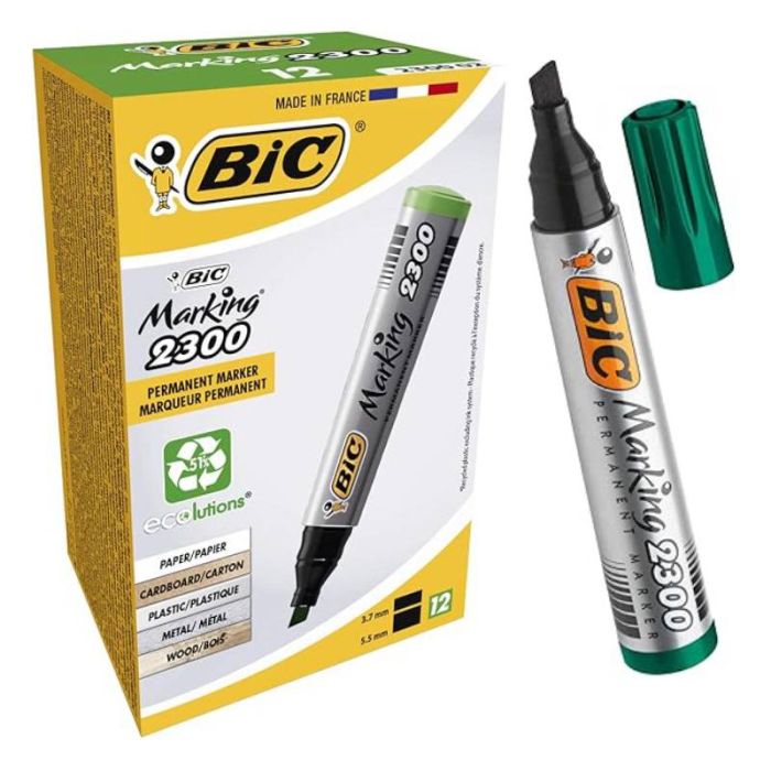 PACK DE 12 MARQUEURS BIC PERMANENTS MARKING 2300 - VERT