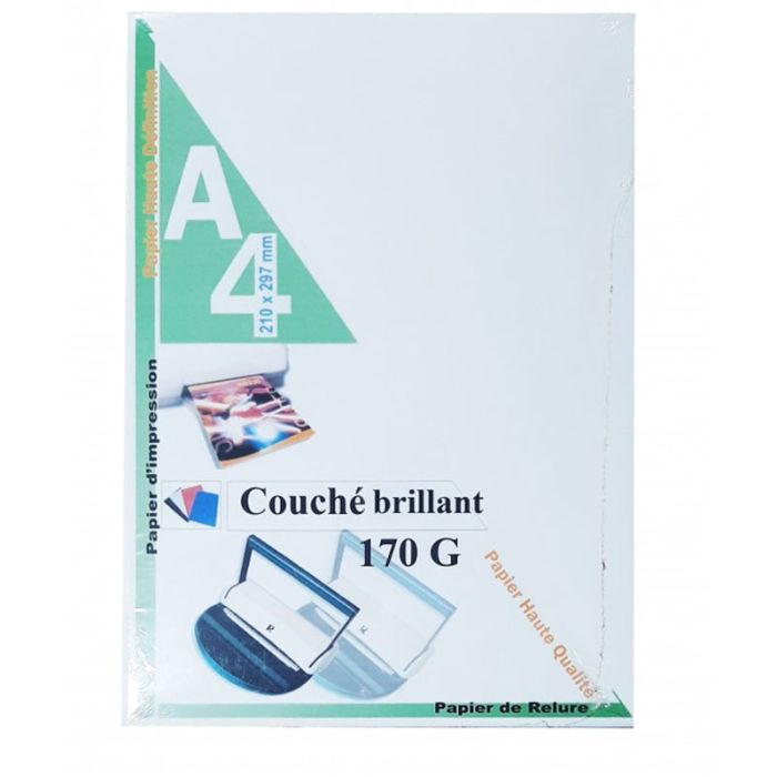 RAME PAGE DE GARDE A4 COUCHE BRILLANT 170G 100 FEUILLES