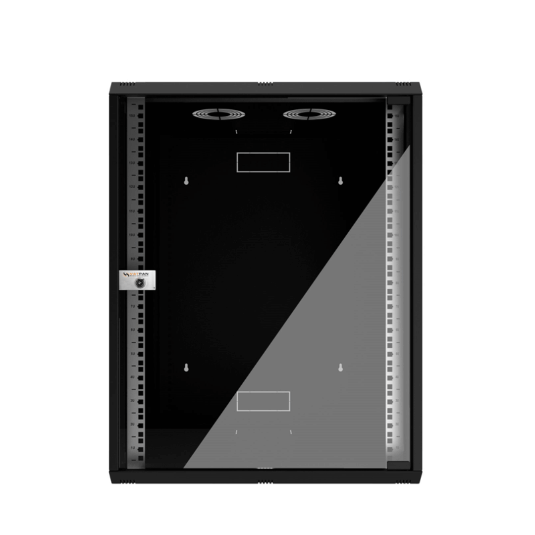 Coffret réseau VATPAN 20U 19" prof 450 mm avec porte vitré fixe / NOIR