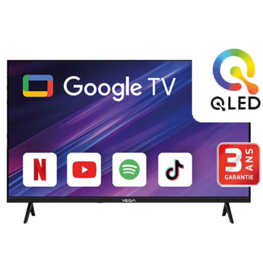 TV VEGA 65" Smart Qled UHD 4K Avec Récepteur Intégré - Noir