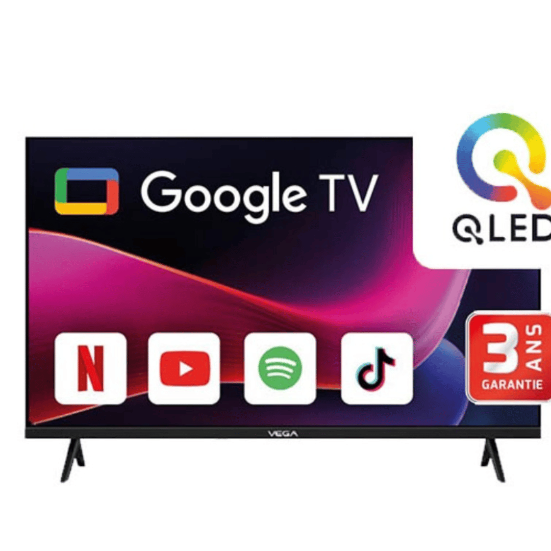 TV VEGA 75" Smart Qled 4K UHD Avec Récepteur Intégré - Noir